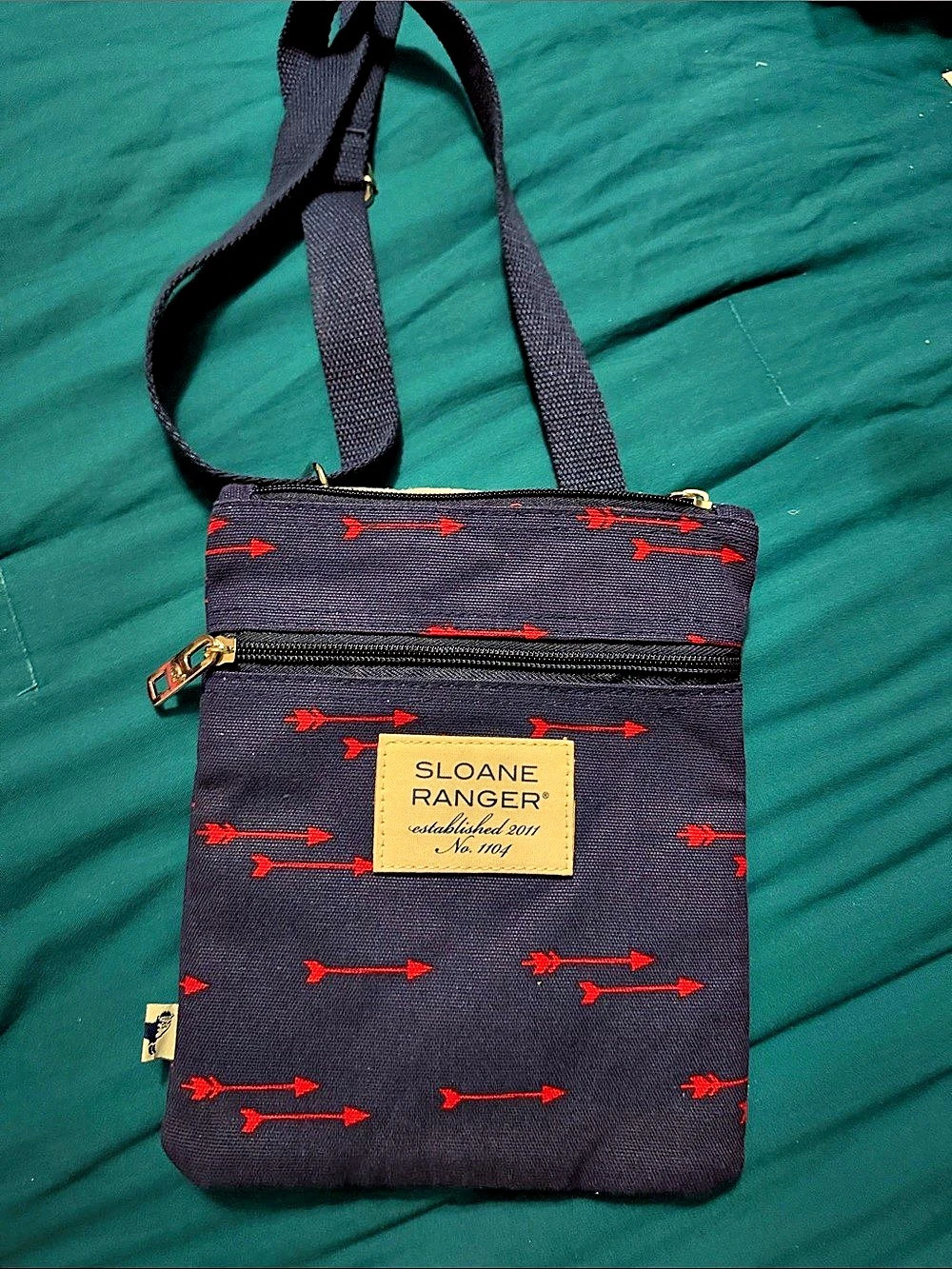 Sloane Ranger Navy and Red Arrow Crossbody Bag